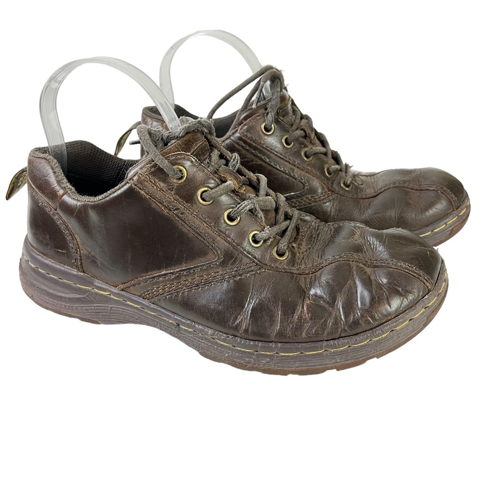 DR MARTENS GREIG AIR WAIR Dark Brown Genuine Leather Oxford Lace UP Shoes sz 8